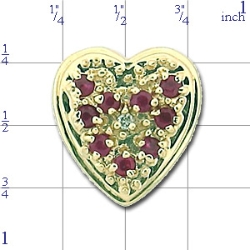 N361 14K 9 ROUND RUBY 1 DIAMOND SLIDE 